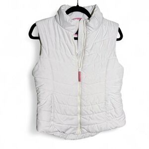 Aeropostale size L white puffer vest with pink zipper and pockets
